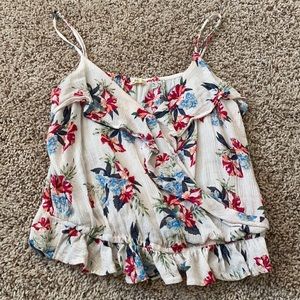Hollister Floral Crop Surplice Tank Top